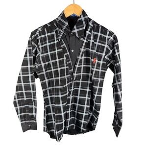 Nong Nut Shirt Mens Medium Black White Plaid Long Sleeve Button Up Thailand